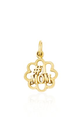 14k Yellow Gold "#1 Mom" Charm