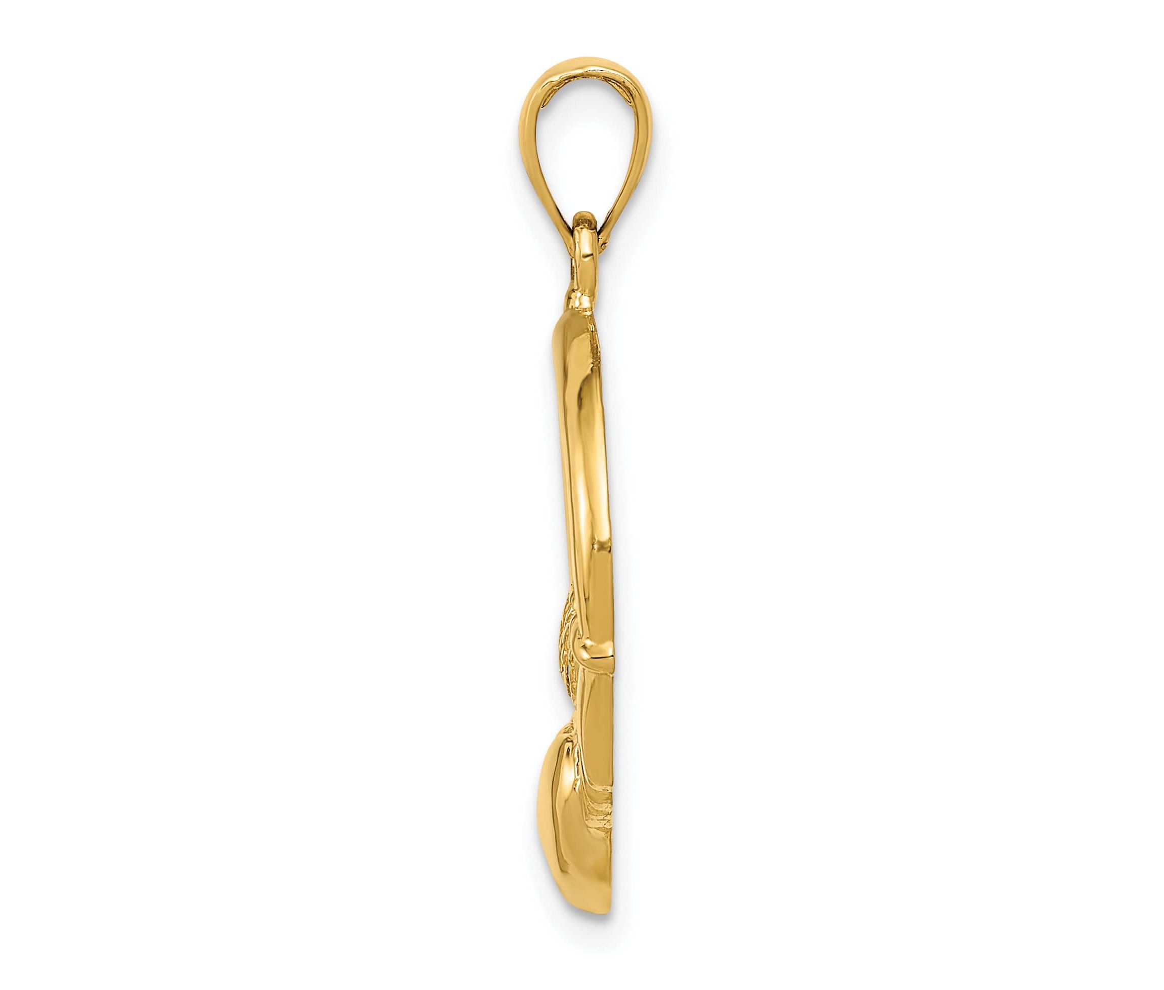 14K Yellow Gold Polished Claddagh Pendant