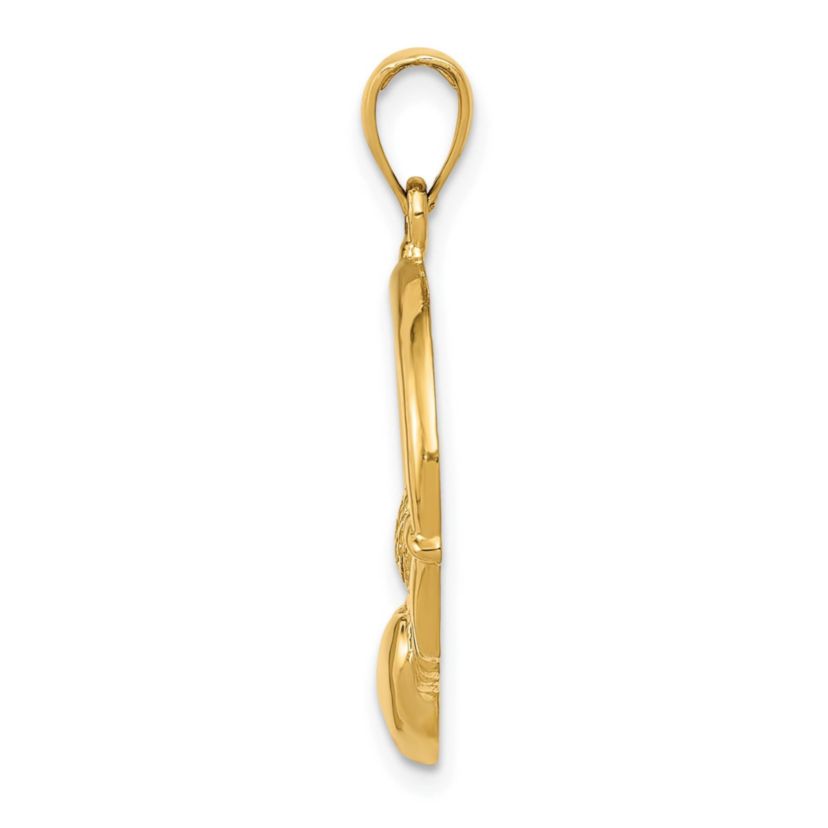14K Yellow Gold Polished Claddagh Pendant