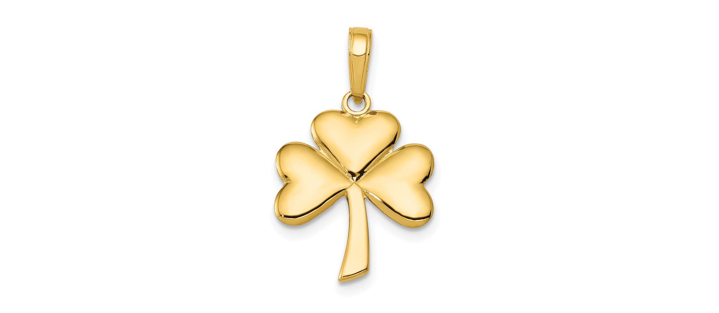 14K Yellow Gold Polished Solid Shamrock Pendant