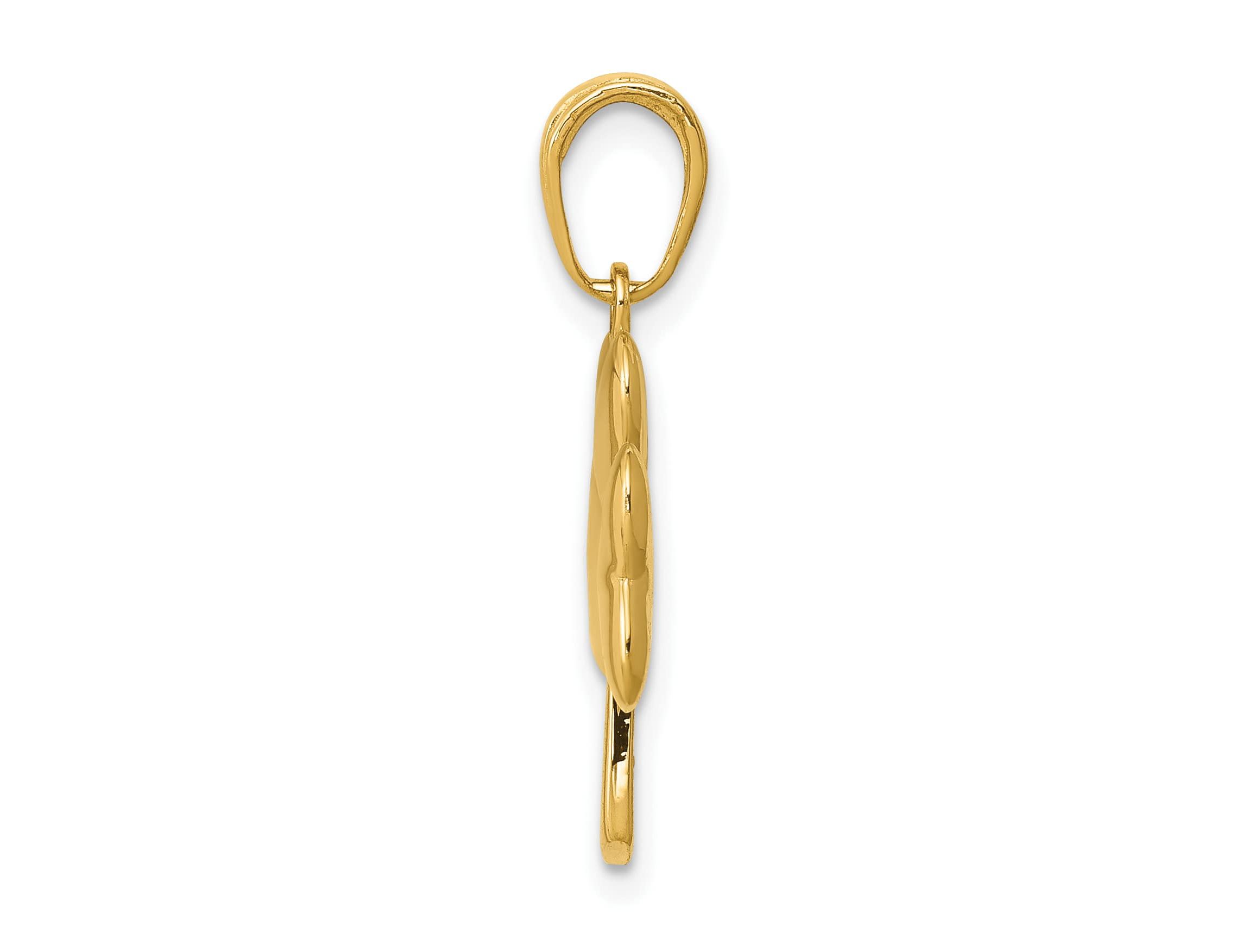 14K Yellow Gold Polished Solid Shamrock Pendant