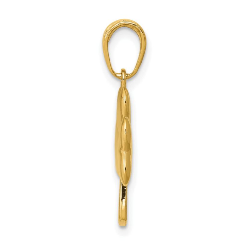 14K Yellow Gold Polished Solid Shamrock Pendant