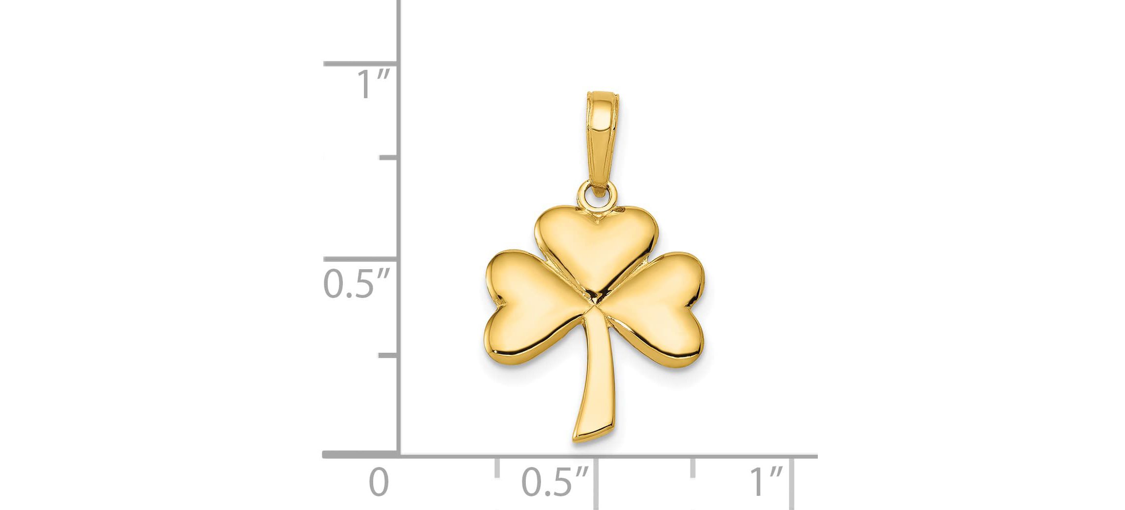 14K Yellow Gold Polished Solid Shamrock Pendant