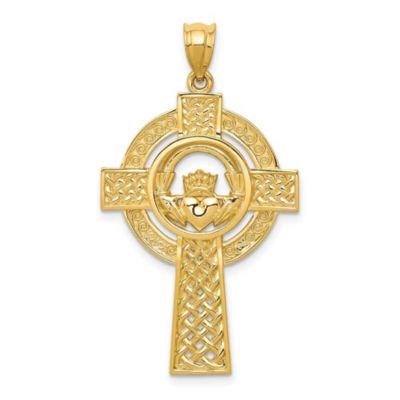 Belk & Co 14K Yellow Gold Celtic Claddagh Cross Pendant