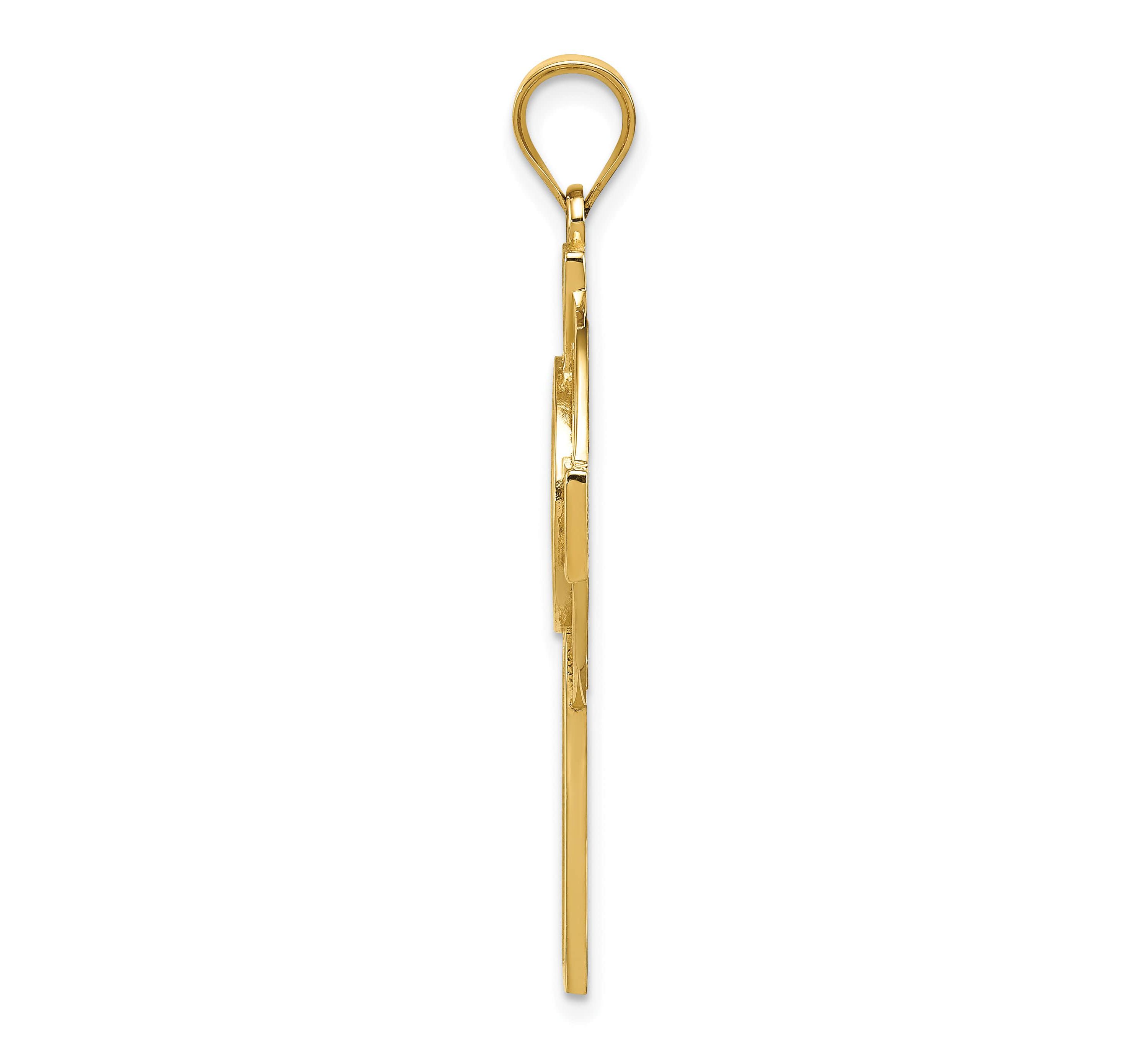 14K Yellow Gold Celtic Claddagh Cross Pendant