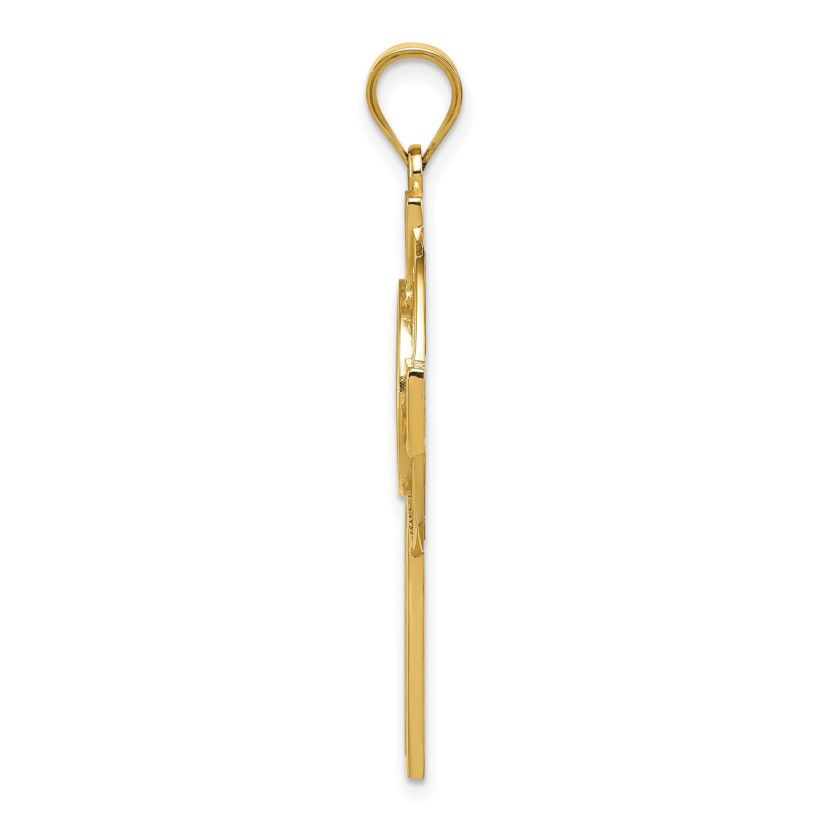 14K Yellow Gold Celtic Claddagh Cross Pendant