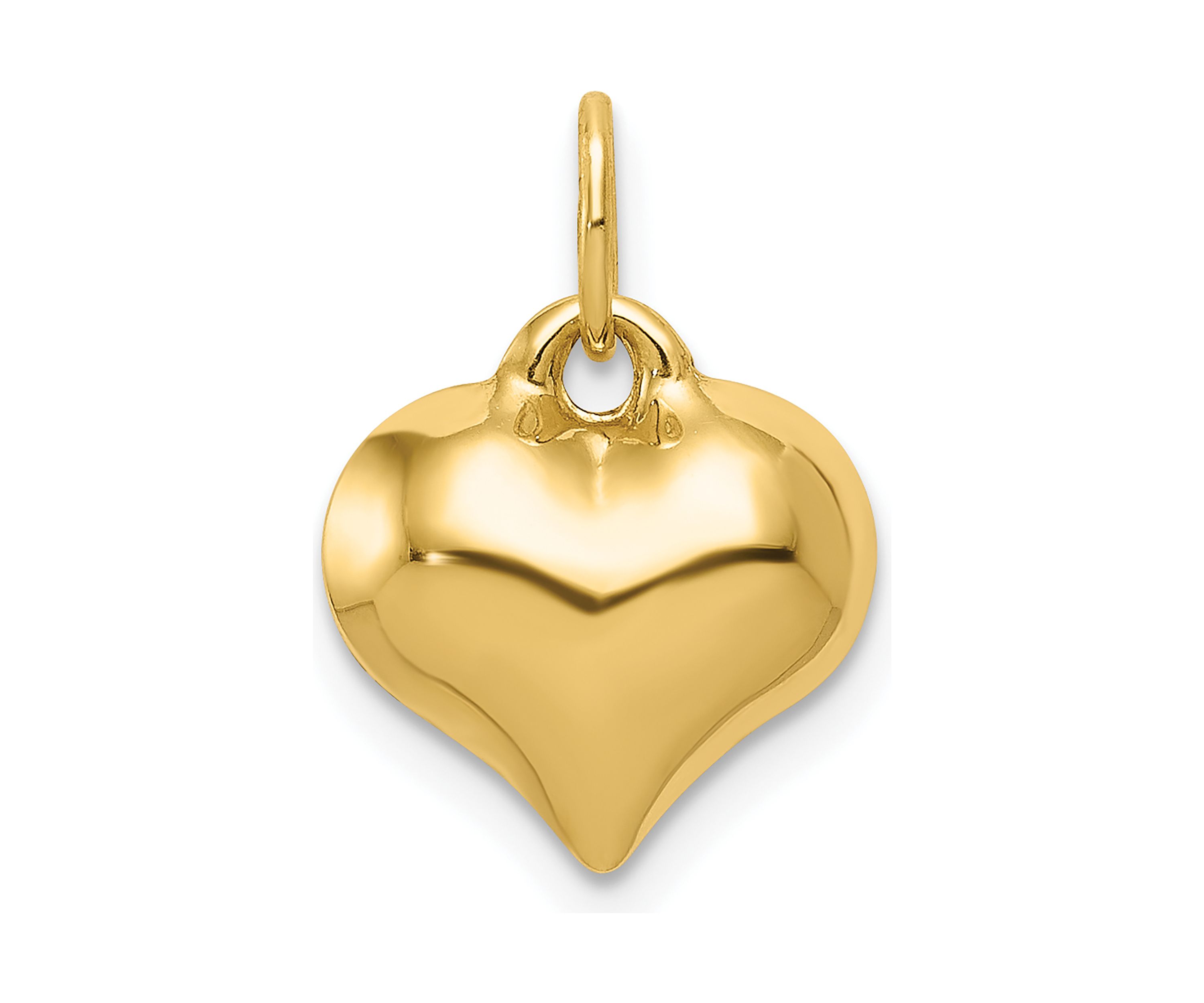 14K Yellow Gold Polished 3-D Puffed Heart Pendant