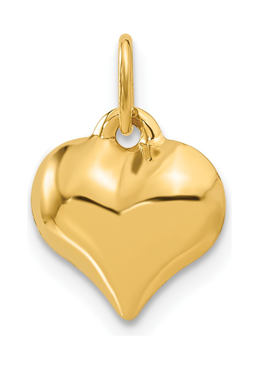 14K Yellow Gold Polished 3-D Puffed Heart Pendant
