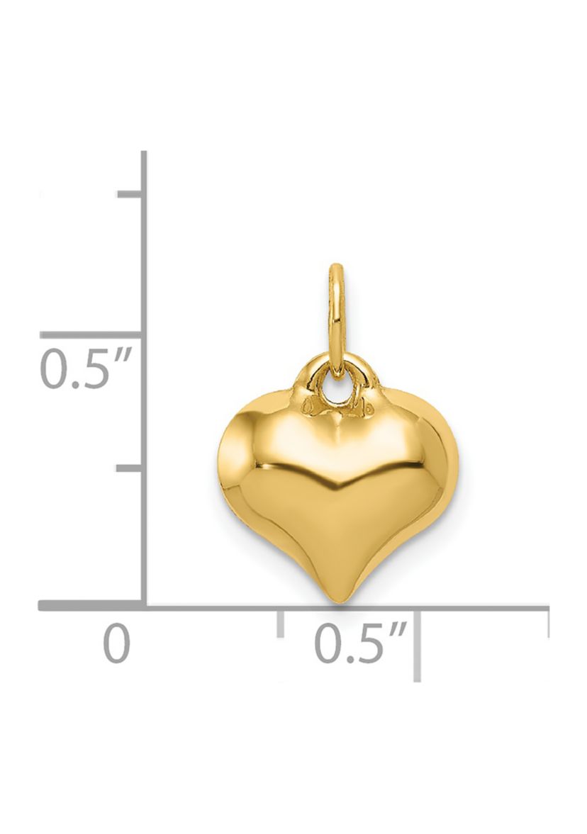 14K Yellow Gold Polished 3-D Puffed Heart Pendant