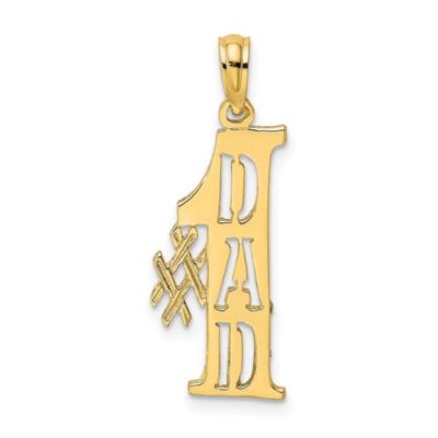 Belk & Co Men's 14K Yellow Gold #1 DAD Cut-out Vertical Charm