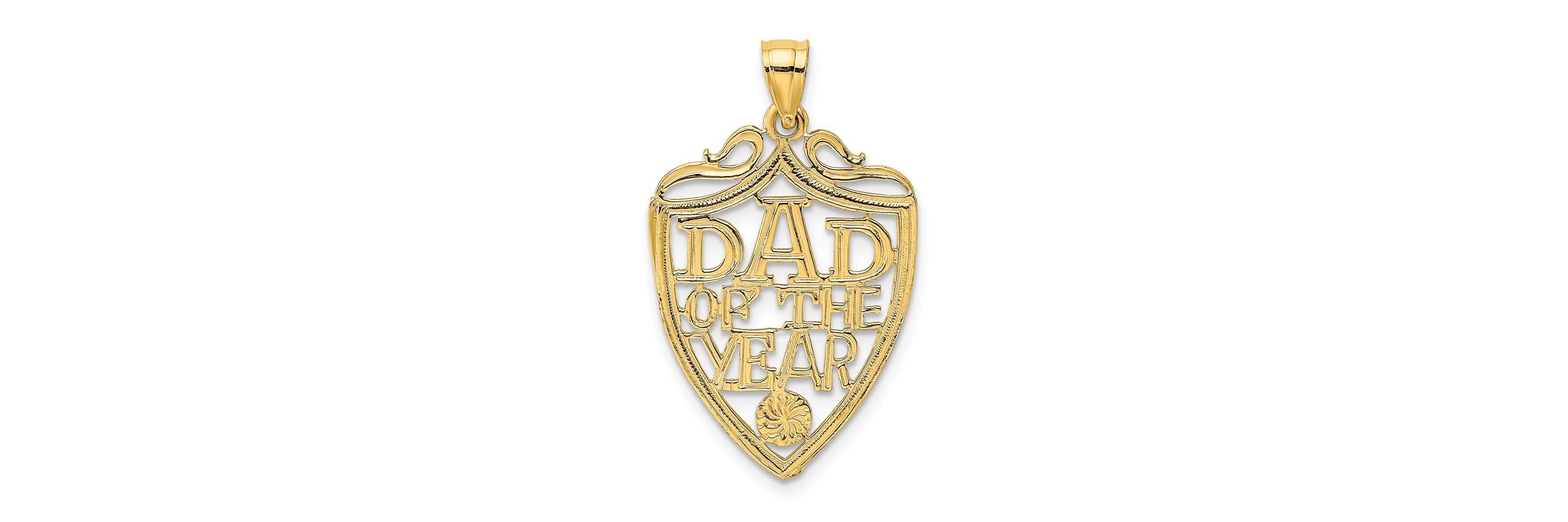 14K Yellow Gold DAD OF THE YEAR PLAQUE Charm
