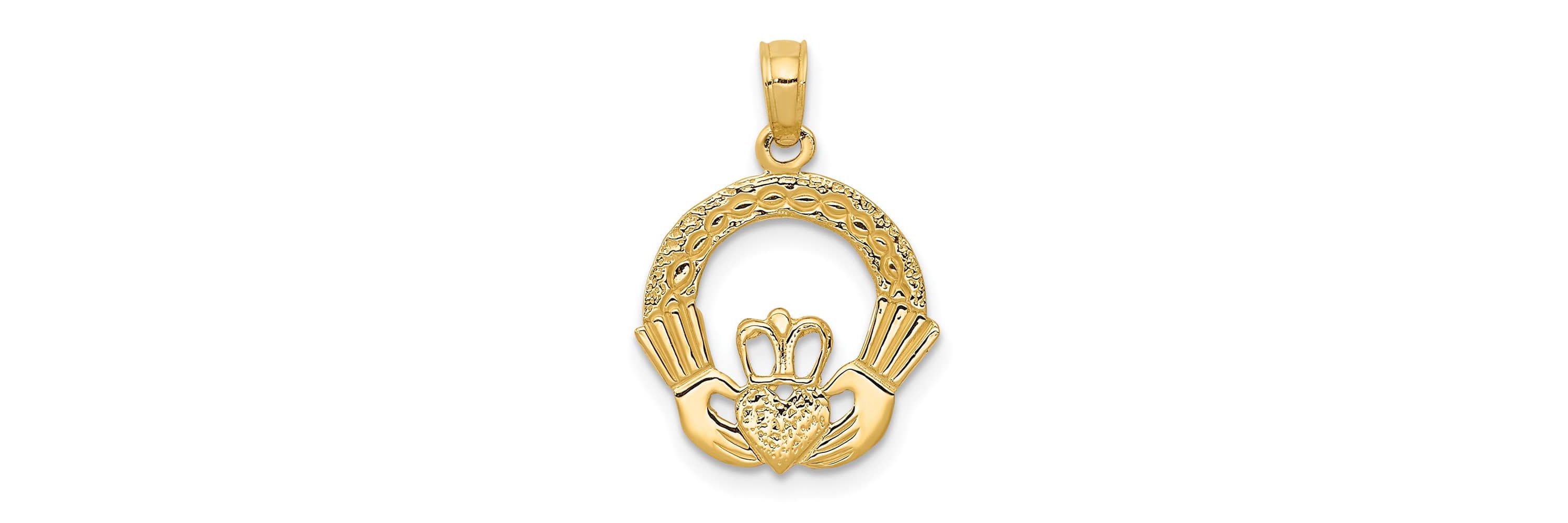 14K Yellow Gold Claddagh Charm
