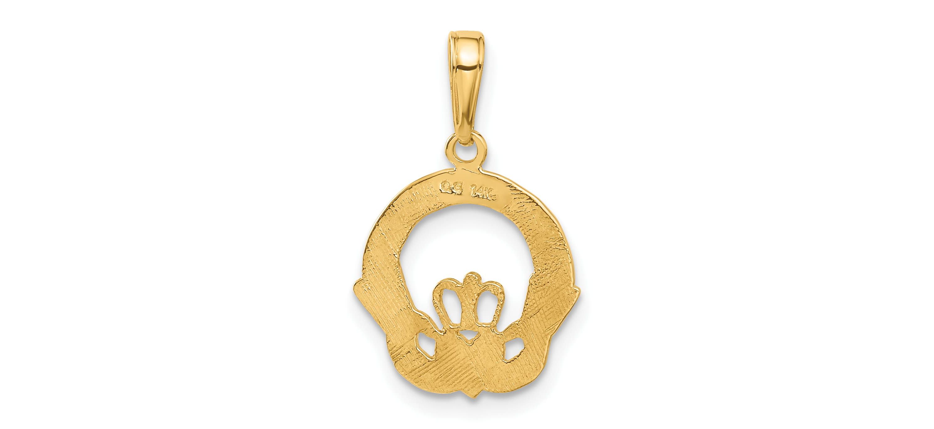 14K Yellow Gold Claddagh Charm