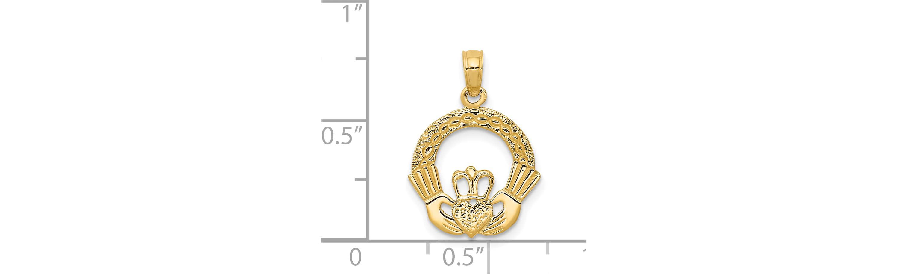 14K Yellow Gold Claddagh Charm