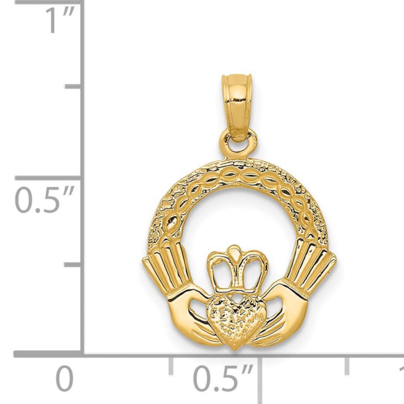 14K Yellow Gold Claddagh Charm
