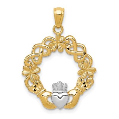 Belk & Co 14K Yellow Gold Rhodium-plated Claddagh Pendant