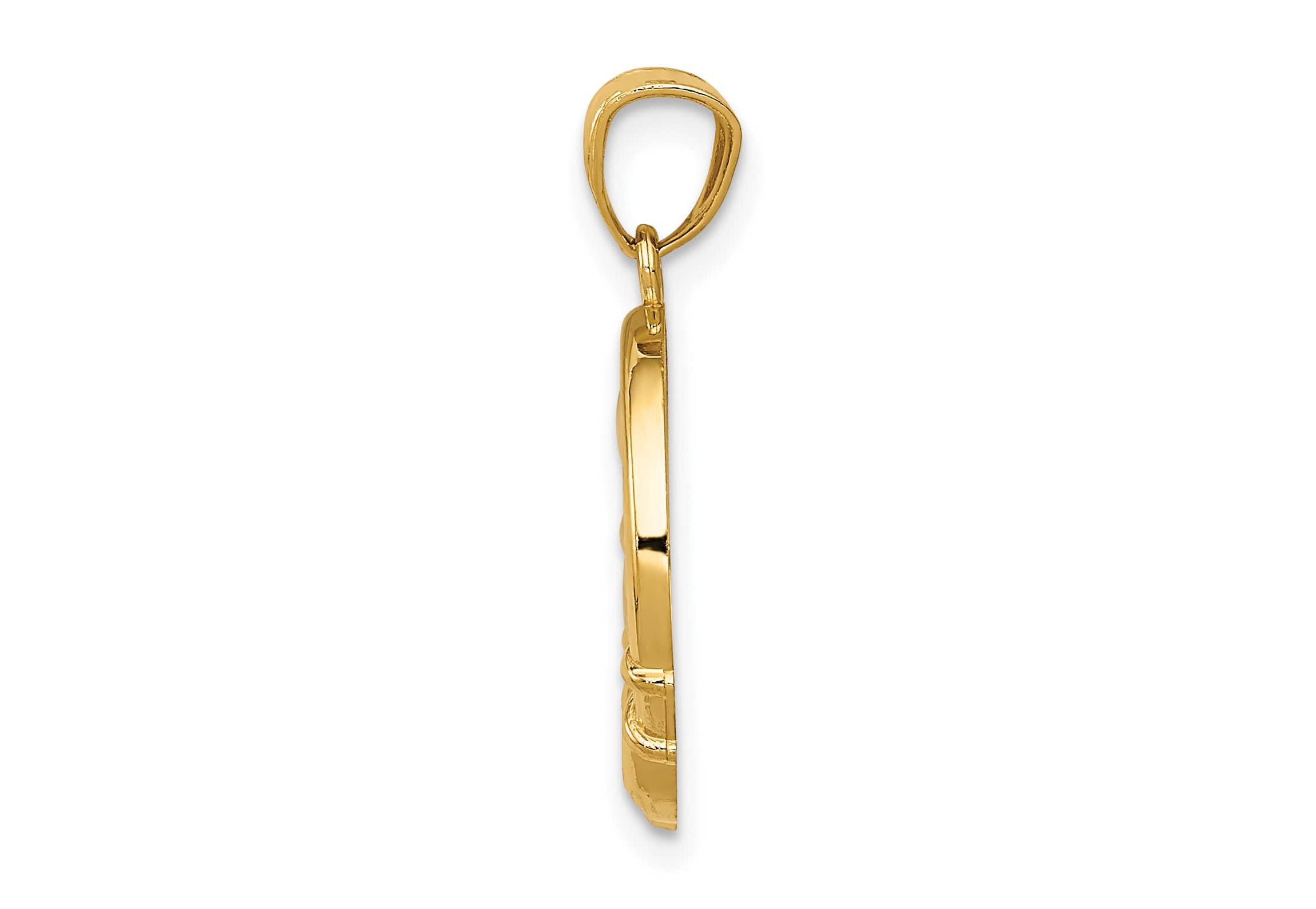 14K Yellow Gold Rhodium-plated Shamrock and Claddagh Pendant