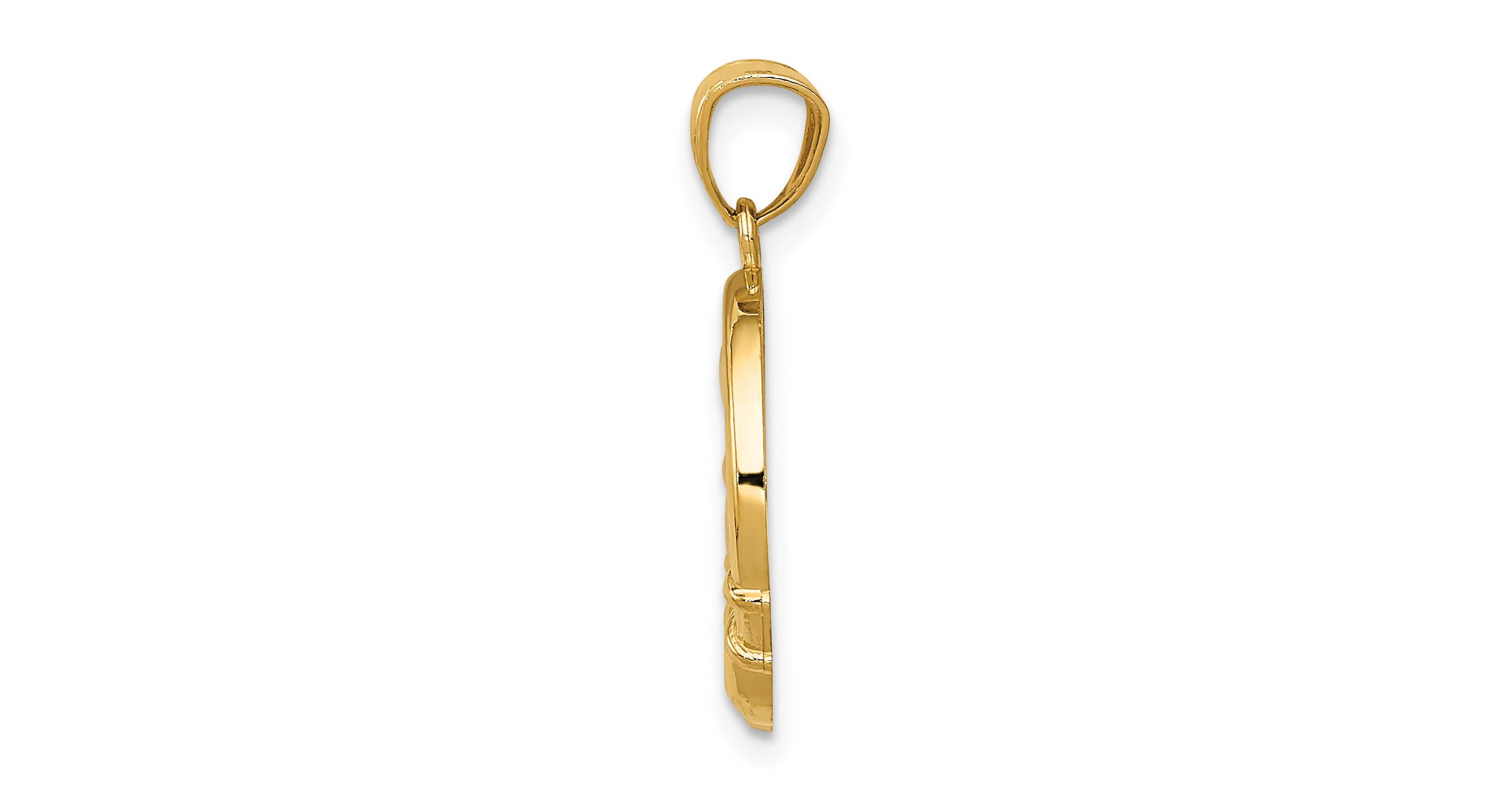 14K Yellow Gold Rhodium-plated Shamrock and Claddagh Pendant