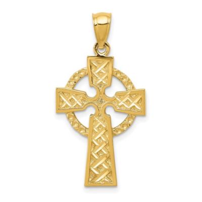 Belk & Co 14K Yellow Gold Diamond-cut Celtic Cross Pendant