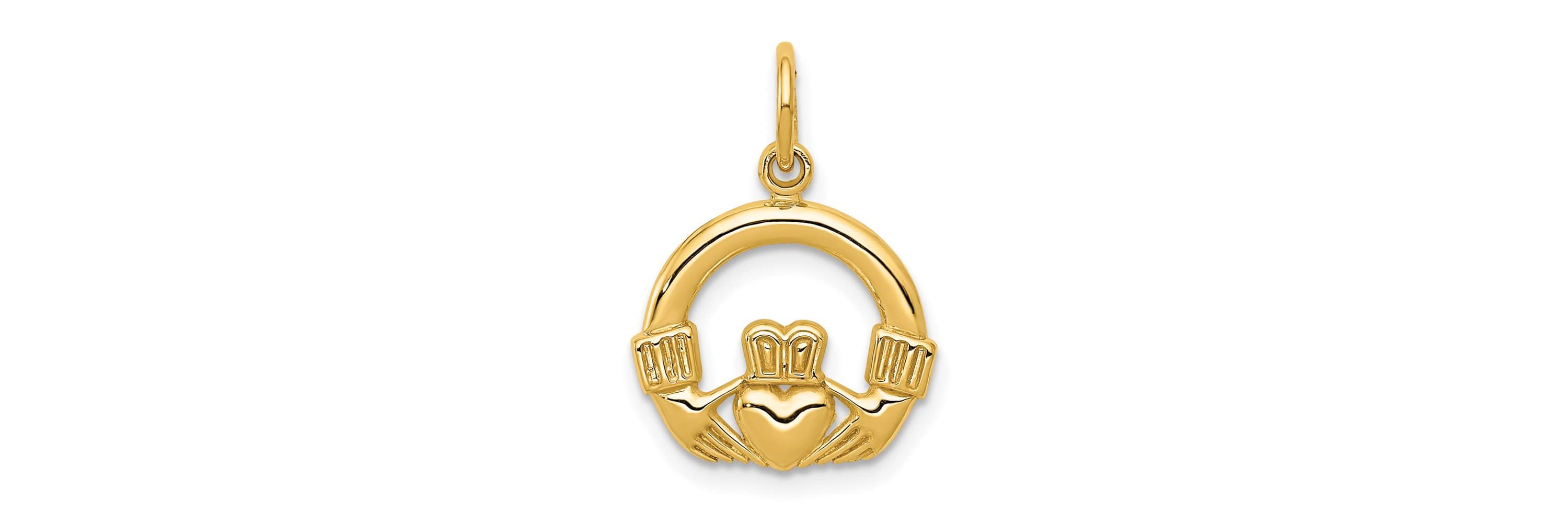 14K Yellow Gold Claddagh Charm