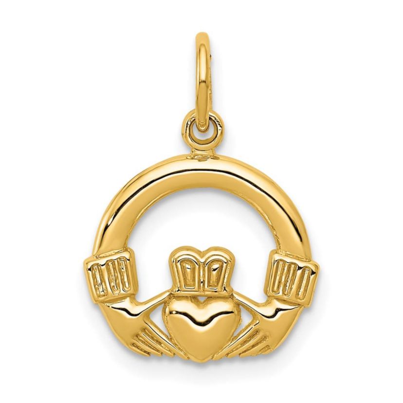 14K Yellow Gold Claddagh Charm