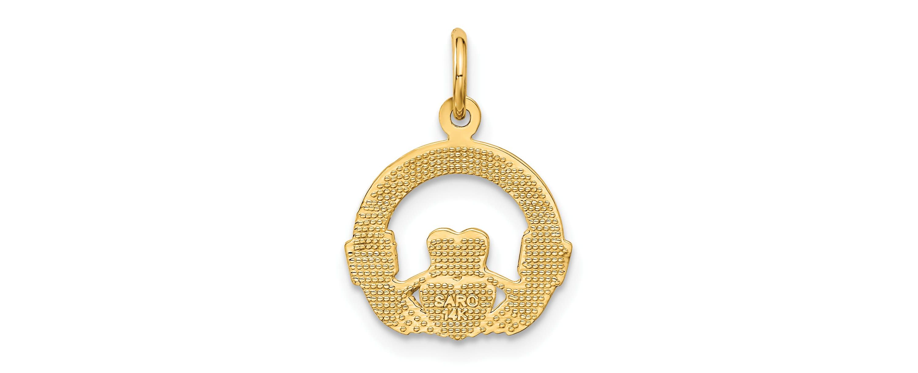 14K Yellow Gold Claddagh Charm