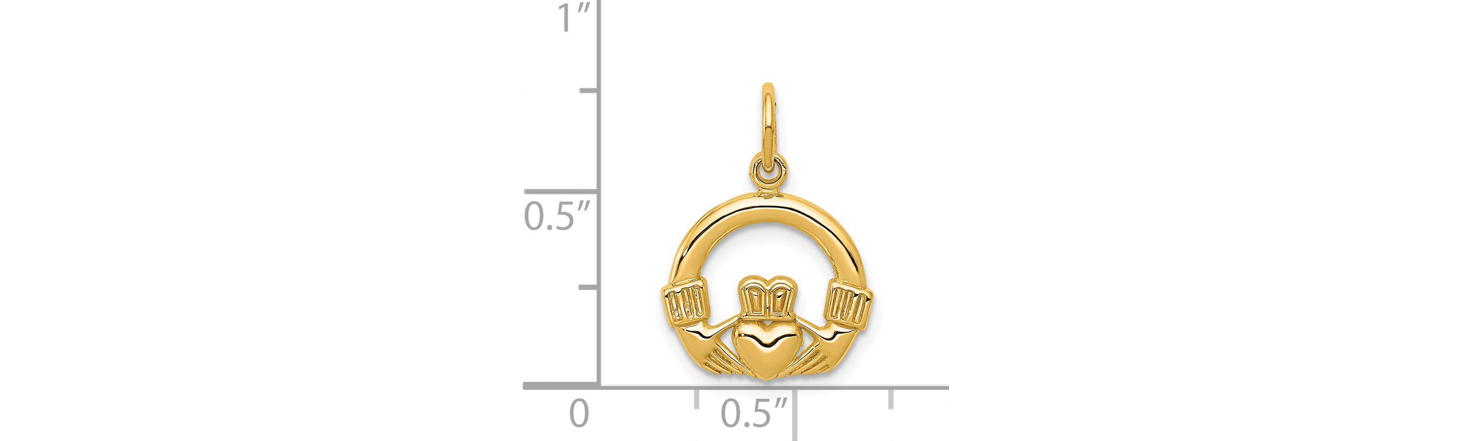 14K Yellow Gold Claddagh Charm