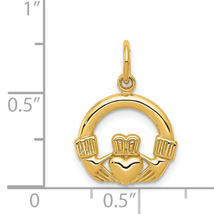 14K Yellow Gold Claddagh Charm