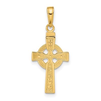 Belk & Co 14K Yellow Gold Reversible GOD IS LOVE Celtic Cross Pendant