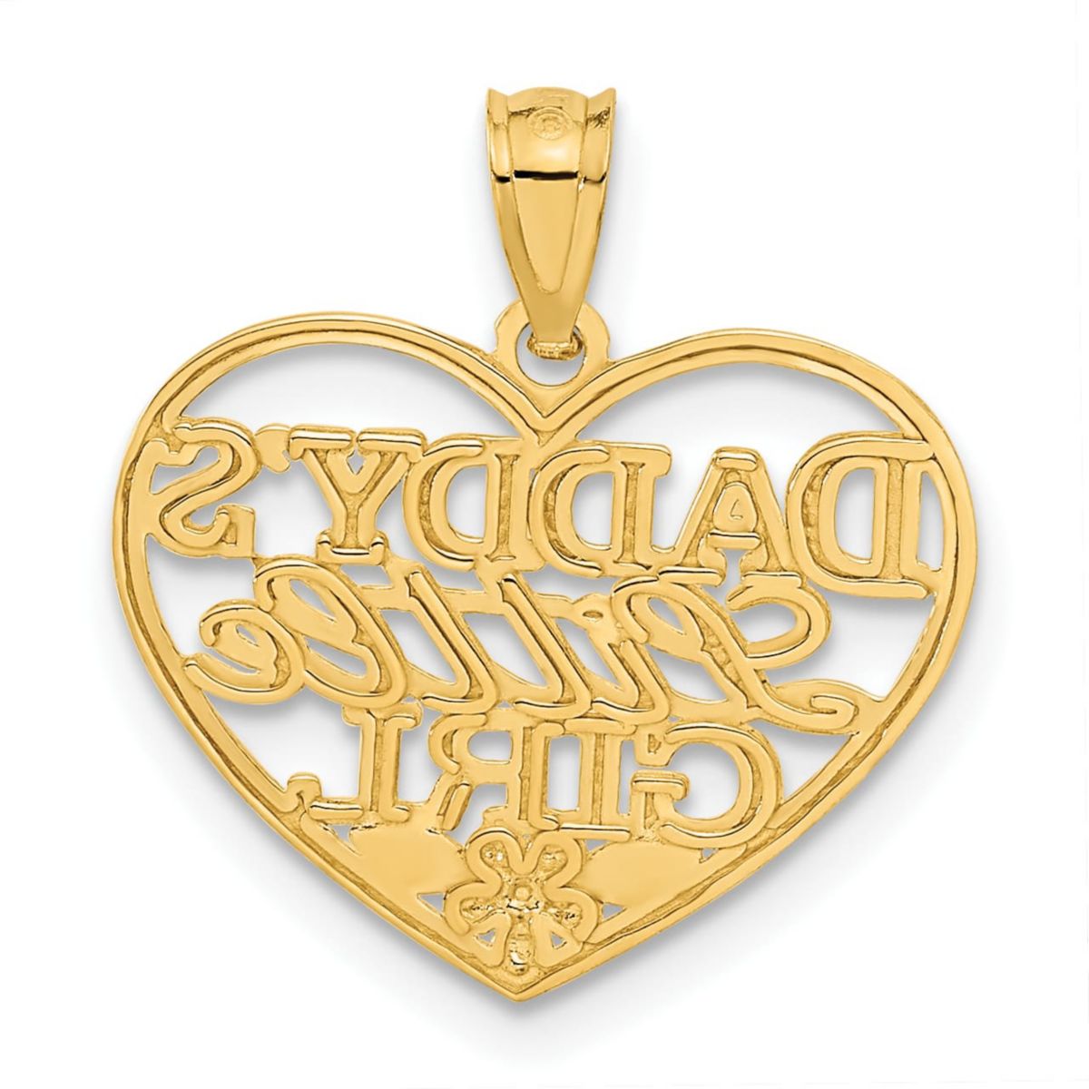 14K Yellow Gold Diamond-cut DADDYS LITTLE GIRL Heart Pendant