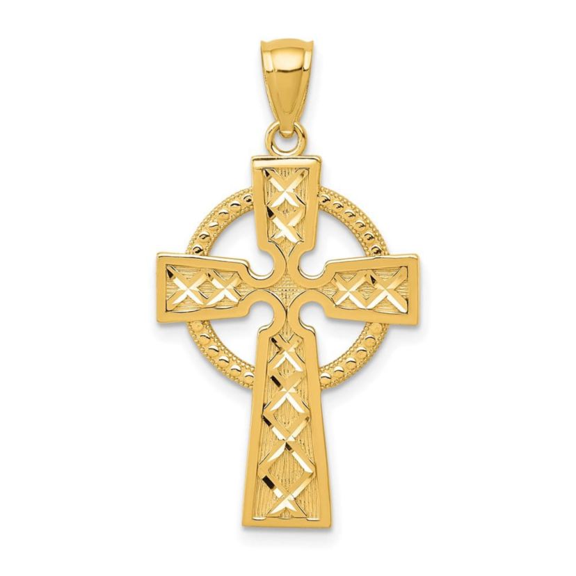 14K Yellow Gold Celtic Cross Pendant