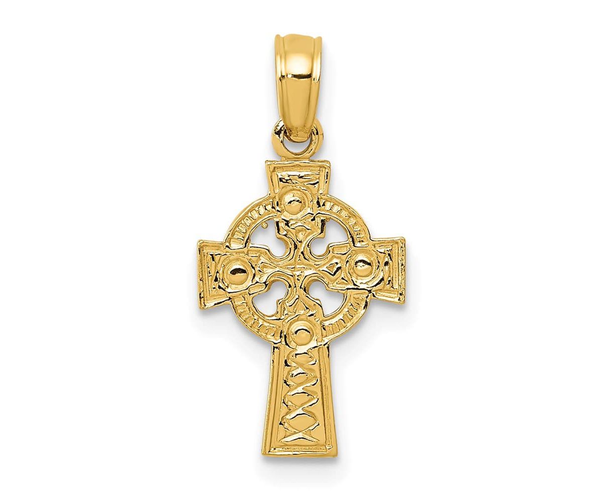 14K Yellow Gold Celtic Cross with Eternity Circle Pendant