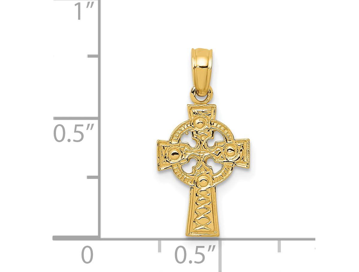 14K Yellow Gold Celtic Cross with Eternity Circle Pendant