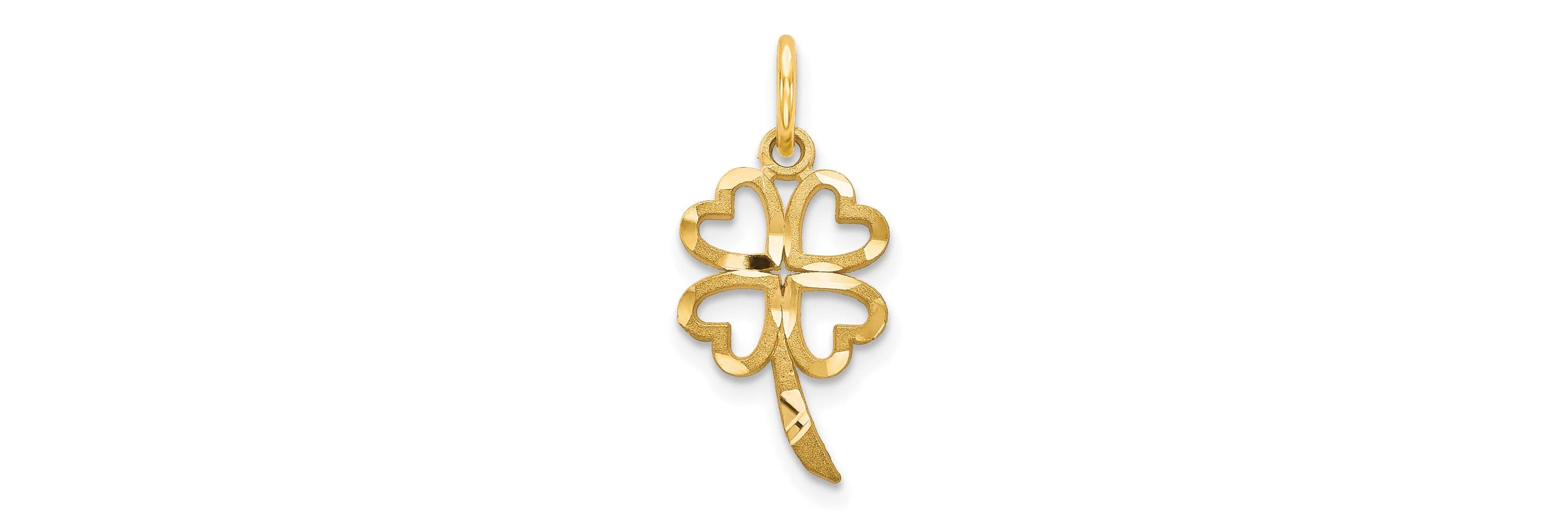 14K Yellow Gold 4 Leaf Clover Charm