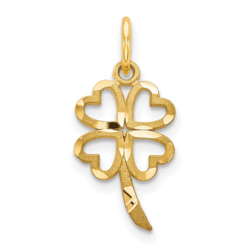 14K Yellow Gold 4 Leaf Clover Charm