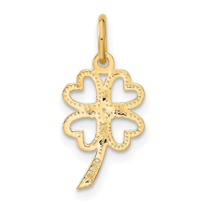 14K Yellow Gold 4 Leaf Clover Charm