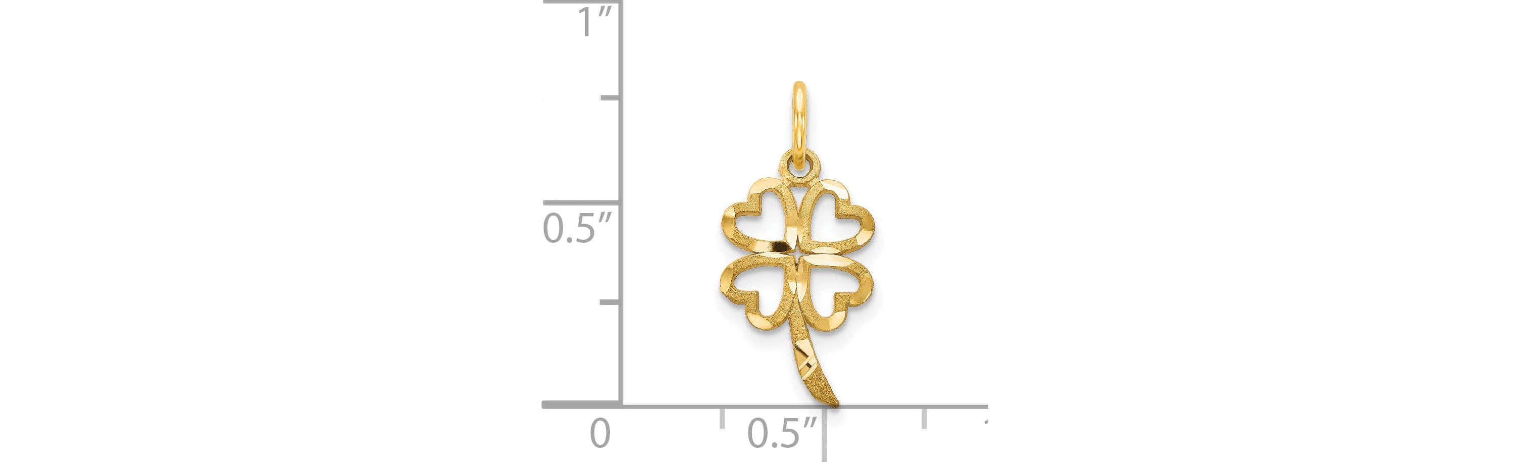 14K Yellow Gold 4 Leaf Clover Charm