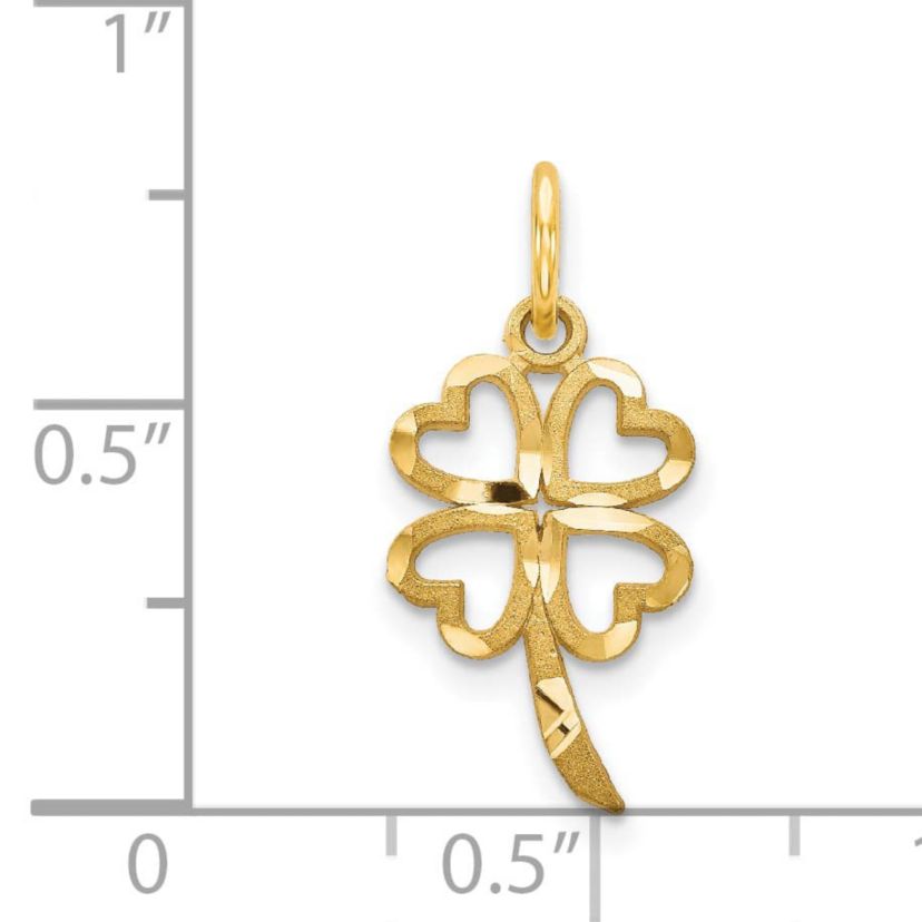 14K Yellow Gold 4 Leaf Clover Charm