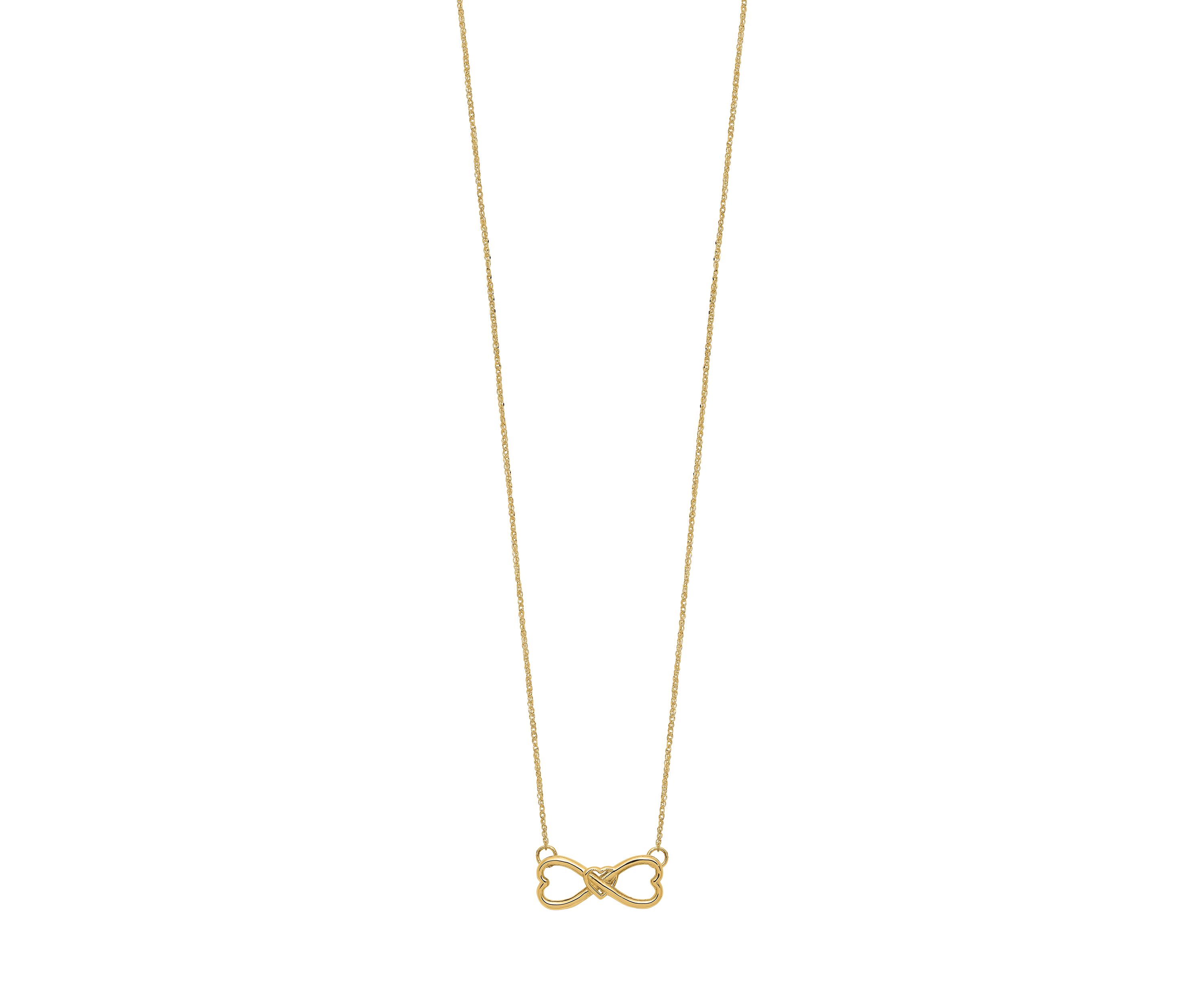 14K Yellow Gold Polished Infinity with Heart 18 Inch Necklace