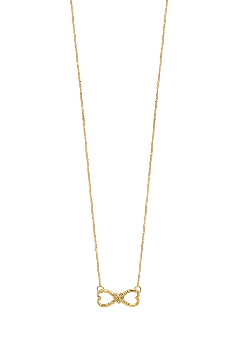 14K Yellow Gold Polished Infinity with Heart 18 Inch Necklace
