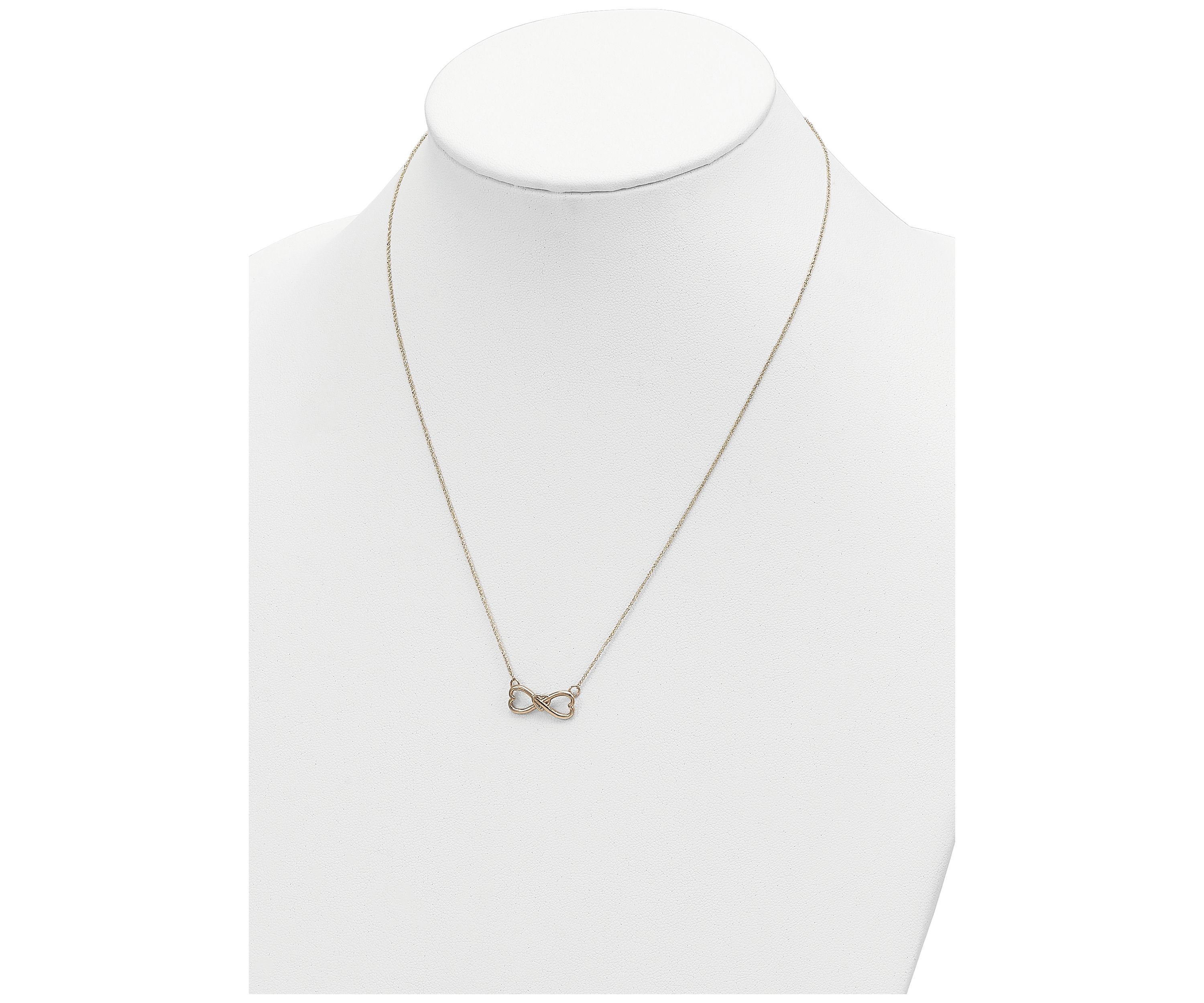 14K Yellow Gold Polished Infinity with Heart 18 Inch Necklace