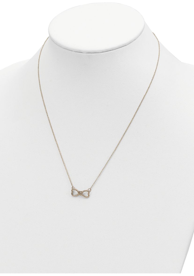 14K Yellow Gold Polished Infinity with Heart 18 Inch Necklace