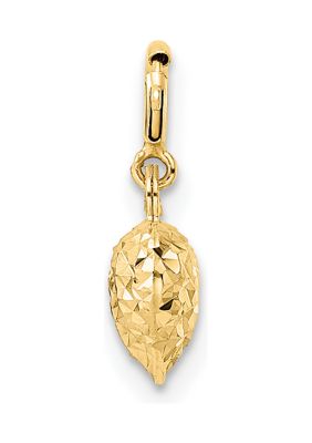 14K Yellow Gold Diamond-cut Heart with Spring Ring Clasp Charm