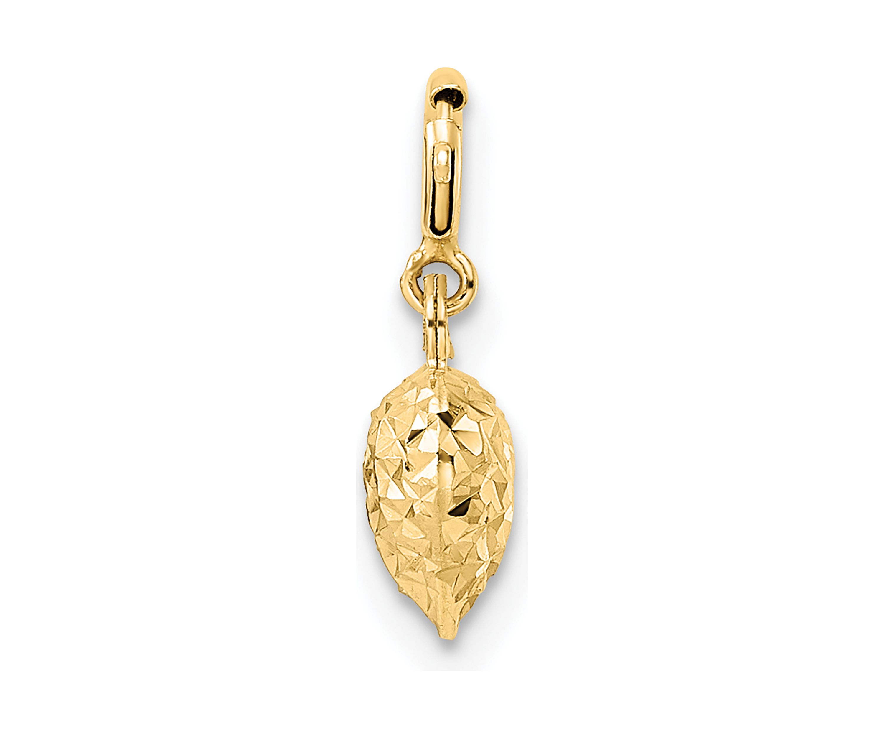 14K Yellow Gold Diamond-cut Heart with Spring Ring Clasp Charm