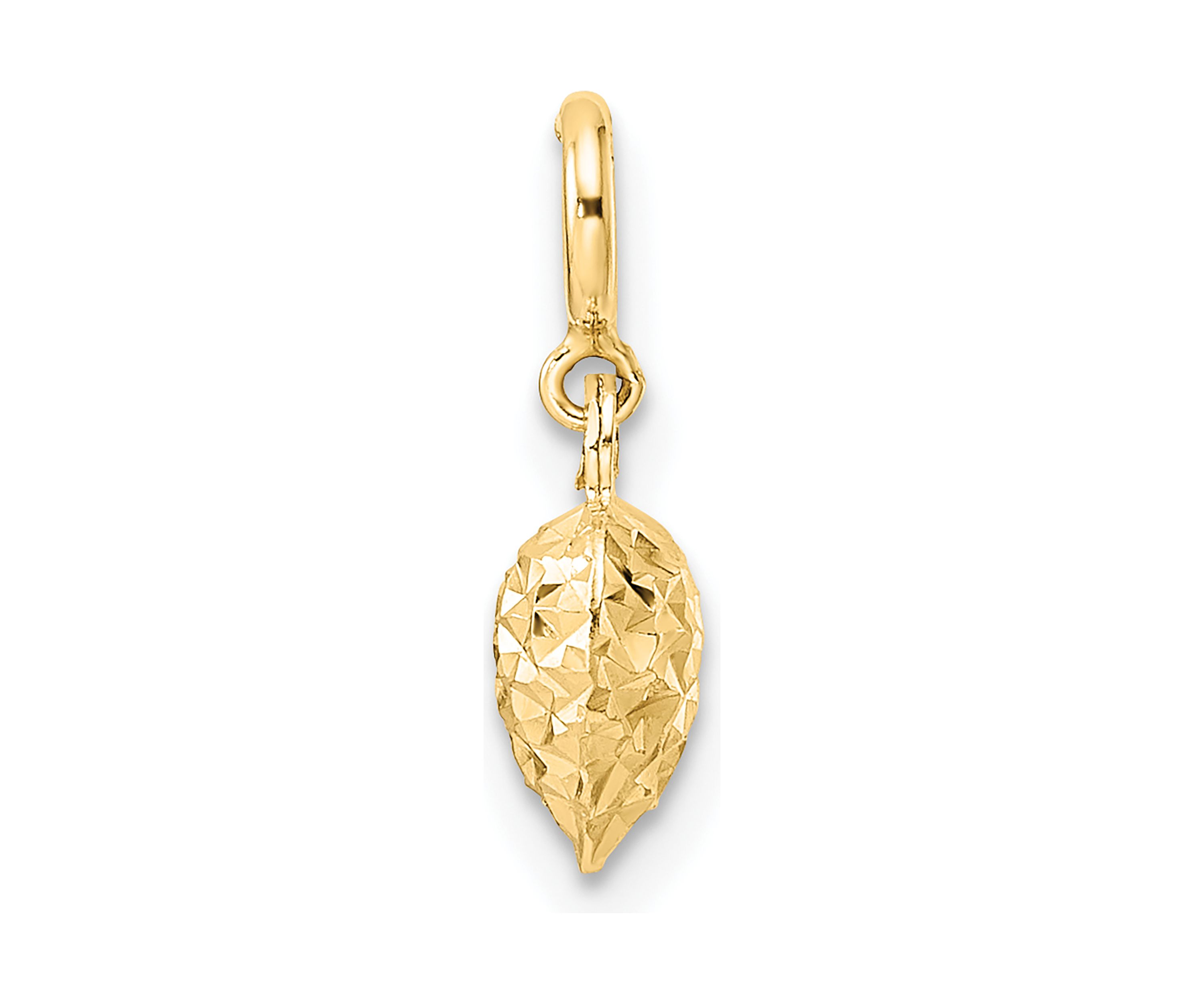 14K Yellow Gold Diamond-cut Heart with Spring Ring Clasp Charm