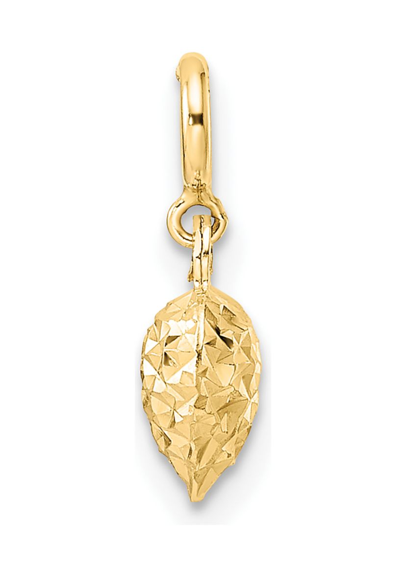14K Yellow Gold Diamond-cut Heart with Spring Ring Clasp Charm