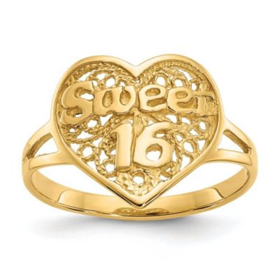 Belk & Co 14K Yellow Gold Sweet 16 Heart Ring