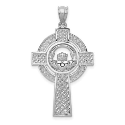 Belk & Co 14K White Gold Celtic Claddagh Cross Pendant