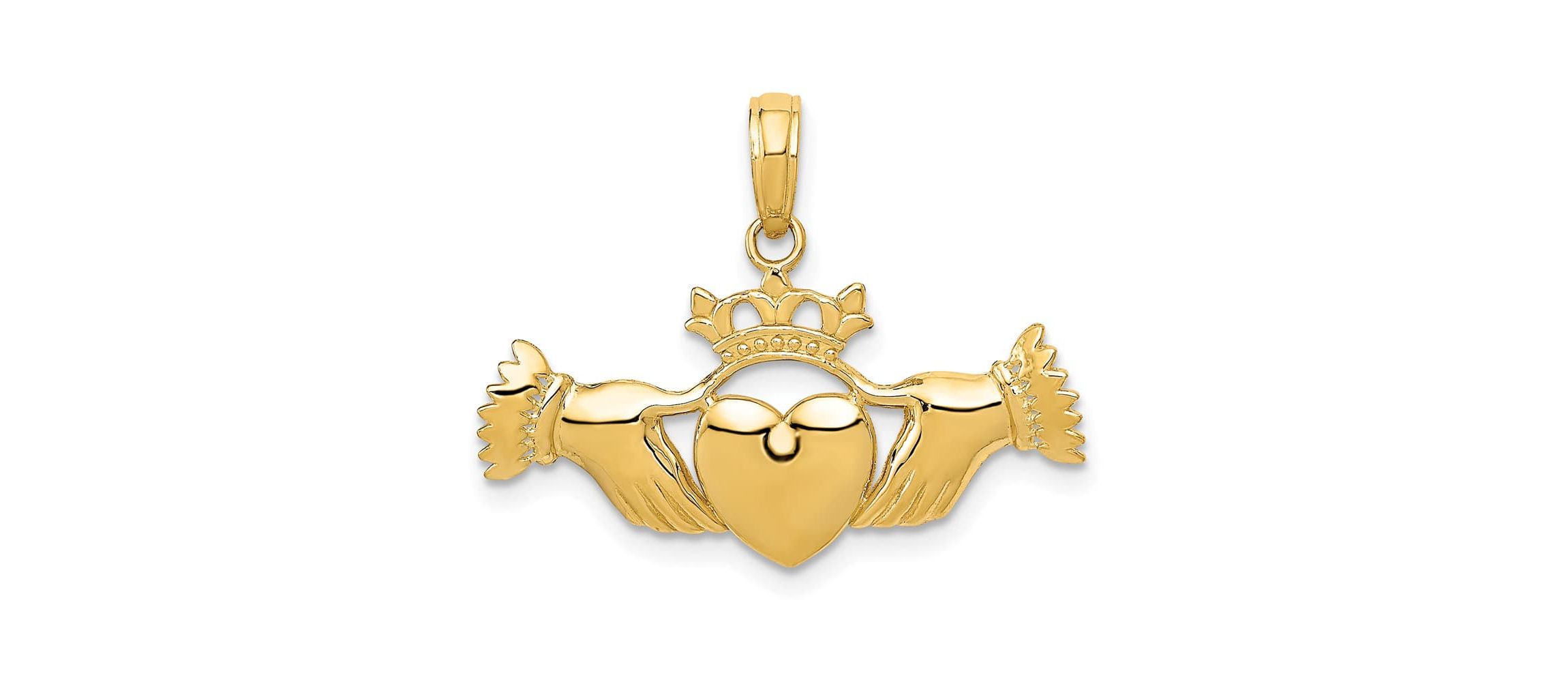 14K Yellow Gold Polished Claddagh Pendant