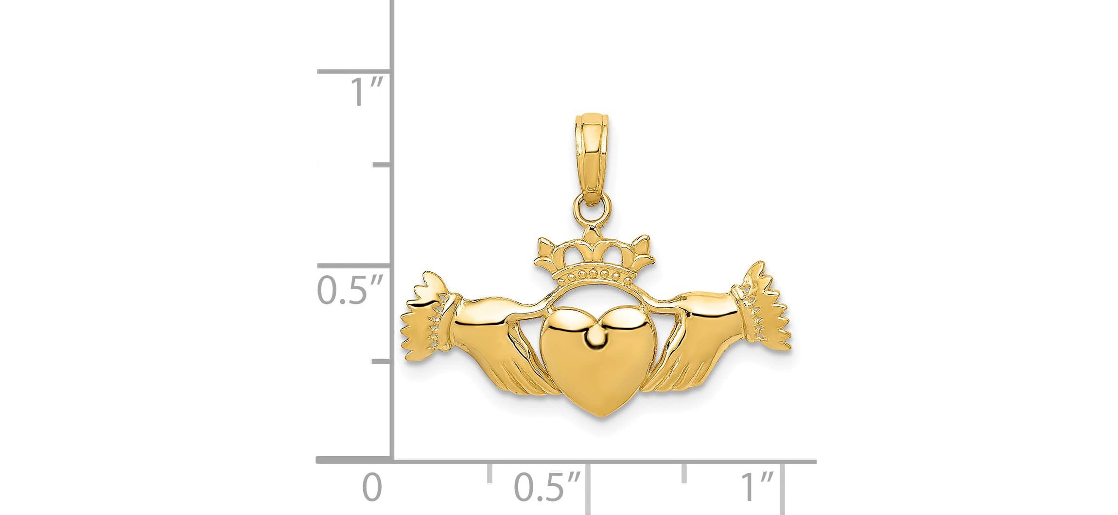 14K Yellow Gold Polished Claddagh Pendant